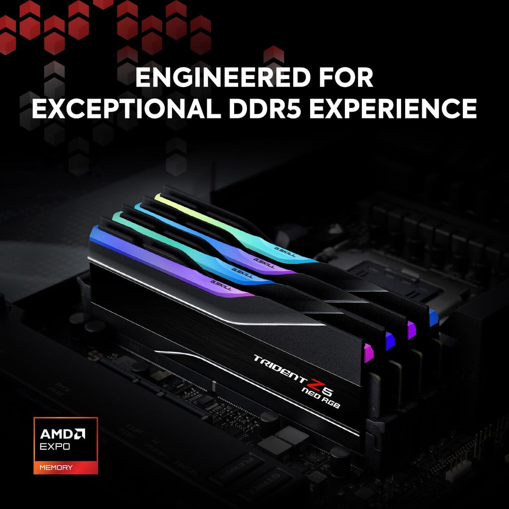 Trident Z5 Neo RGB Series DDR5 RAM (AMD EXPO) 256GB (4X64Gb) 6000Mt/S CL36-44-44-96 1.25V Desktop Computer Memory U-DIMM - Matte Black (F5-6000J3644D64GX4-TZ5NR)