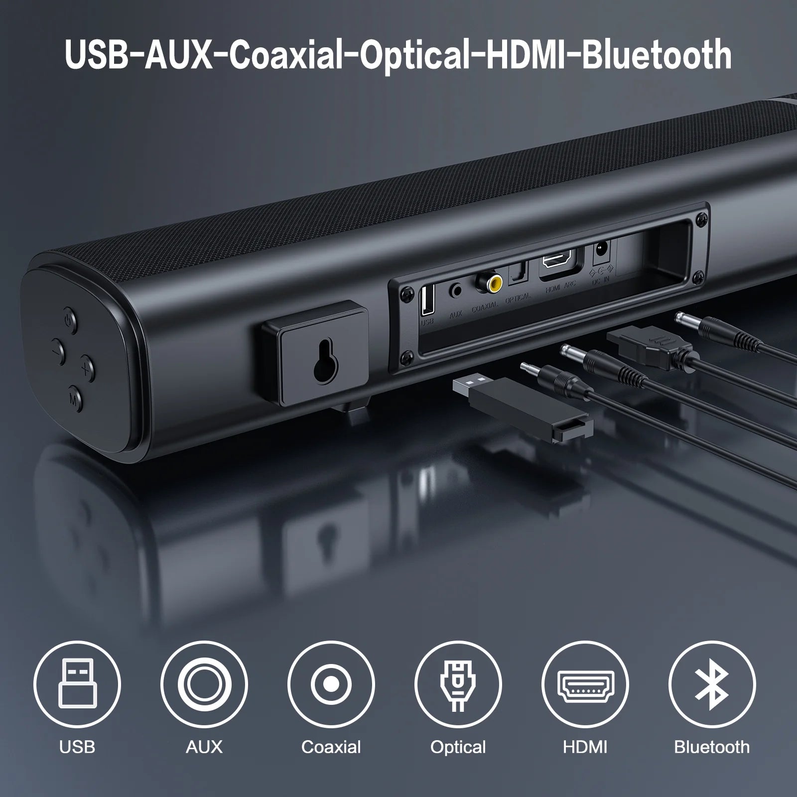 TOPVISION 4.1Ch Sound Bar with Subwoofer, 120W Separable Sound Bar for TV, 2-In-1 Detachable Sound Bar with Usb/Aux/Coaxial/Optical/Hdmi/Bluetooth