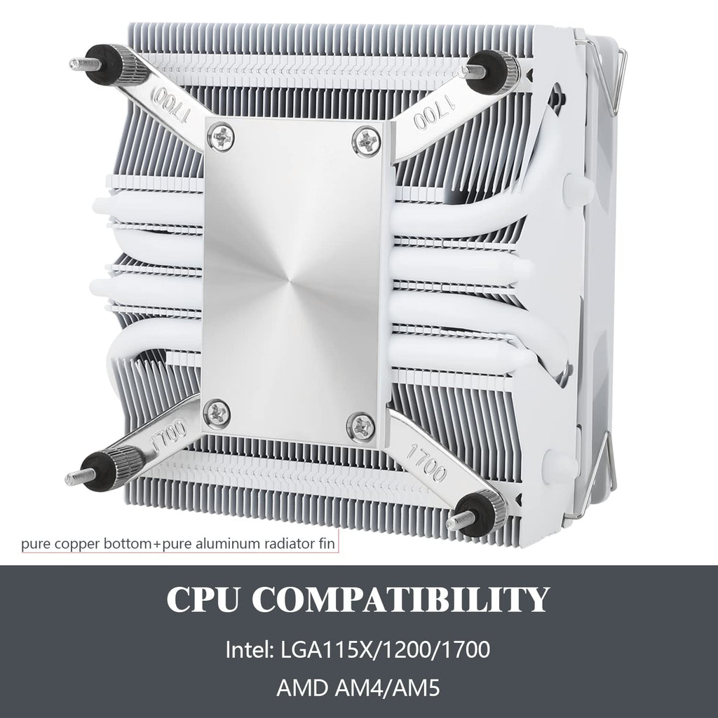 AXP90-X53 White Low Profile CPU Air Cooler, 53Mm Height, TL-9015W Slim PWM CPU Fan, AGHP 3.0 Technology, ITX Heatsink Cooler, for AMD:AM4 Am5/Intel 1150/1151/1155/1156/1200/1700
