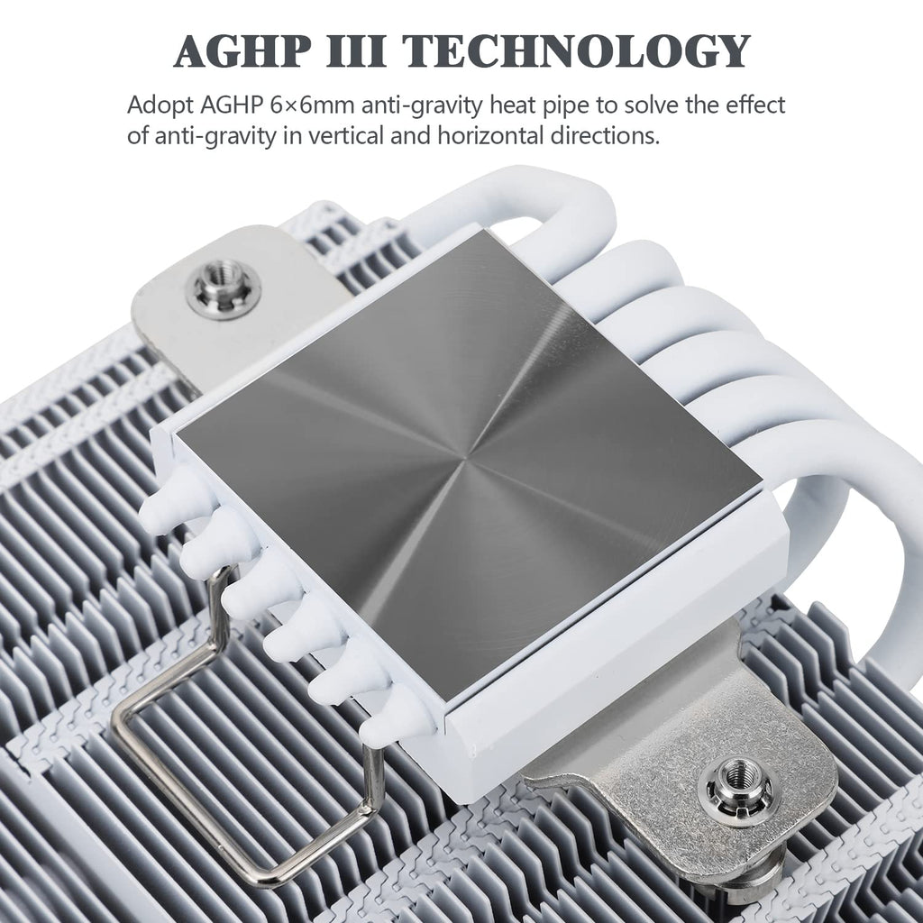 AXP120-X67 White ARGB Low Profile CPU Air Cooler with Quite TL-C12015W-S PWM Fan, 6 Heat Pipes, 67Mm Height, for AM4/ Am5/Intel LGA 1700/1851/115X/1200/2011,5V ARGB LED CPU Cooler,1800Rpm