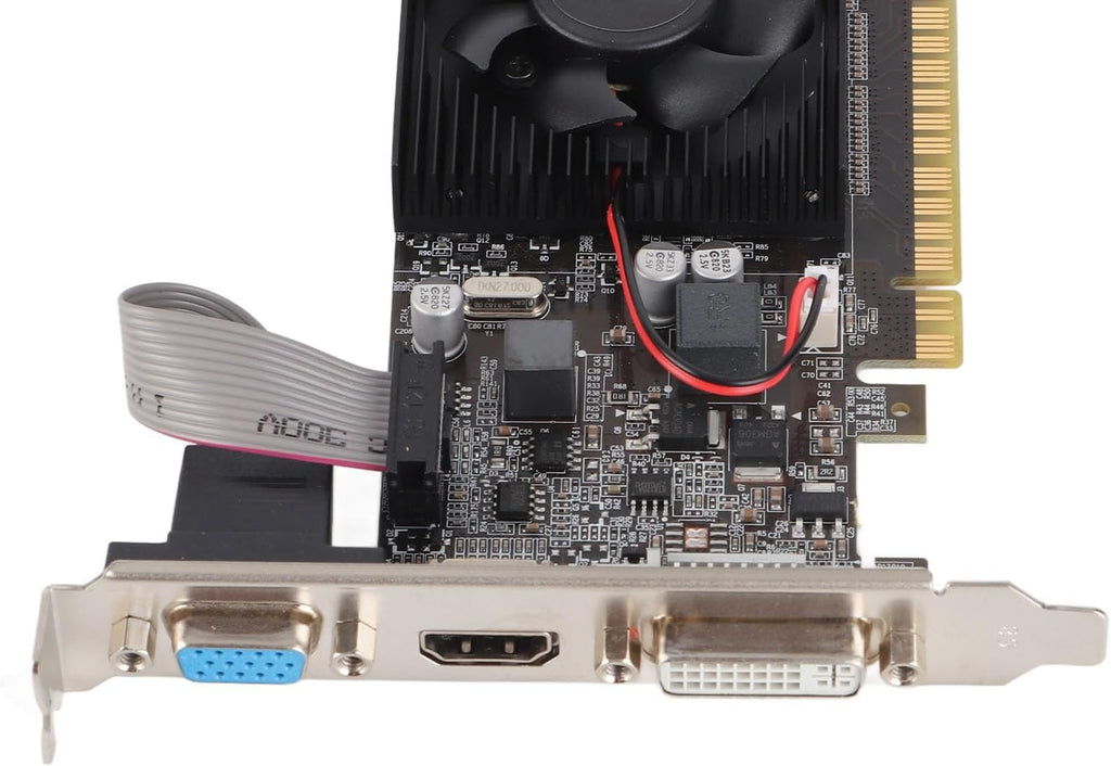 Graphics Card, GT610 1GB 64Bit DDR3 Video Card, PCIE 2.0 VGA DVI Graphics Card with Cooling Fan for Desktop Computer