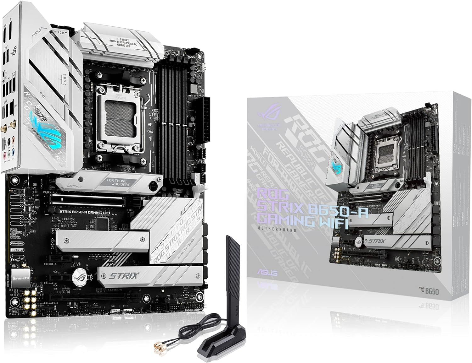 ASUS ROG Strix B650-A Gaming Wifi AMD B650 AM5 Ryzen™ Desktop 9000 8000 & 7000 ATX Motherboard, 12 + 2 Power Stages, DDR5, 3X M.2 Slot, Pcie® 4.0, 2.5G LAN, Wifi 6E, USB 3.2 Gen 2X2 Type-C®, Aura Sync | Supports Amd Ryzen 9000, 8000, and 7000 Series Processors, 12 plus 2 Power Stages, DDR5 Memory up to 192GB, Pcie 5.0 M.2 Slot