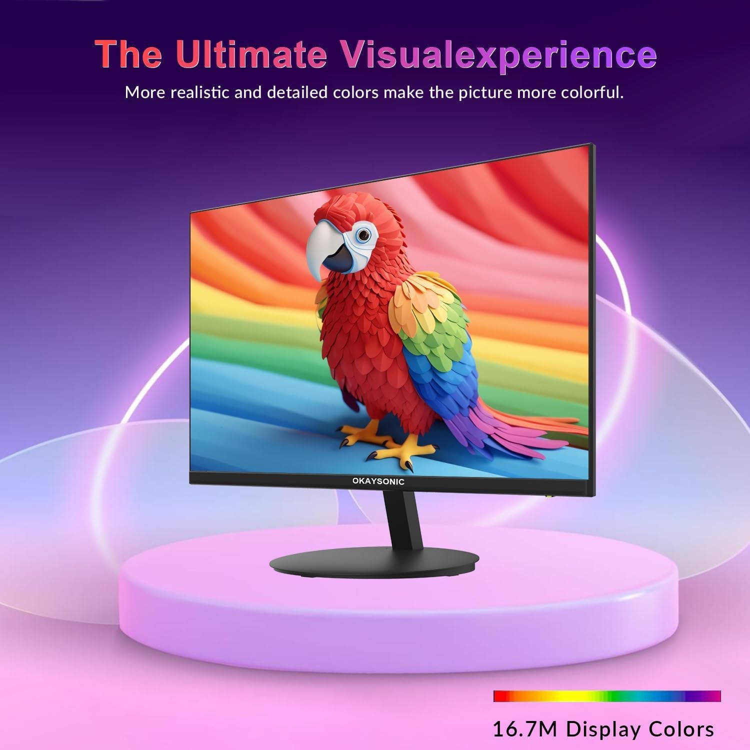 24Inch Office Monitor 100HZ 1Ms, AMD Freesync, 100% Srgb, Eyecare Monitor with Speakers, HDMI VGA & VESA Mount