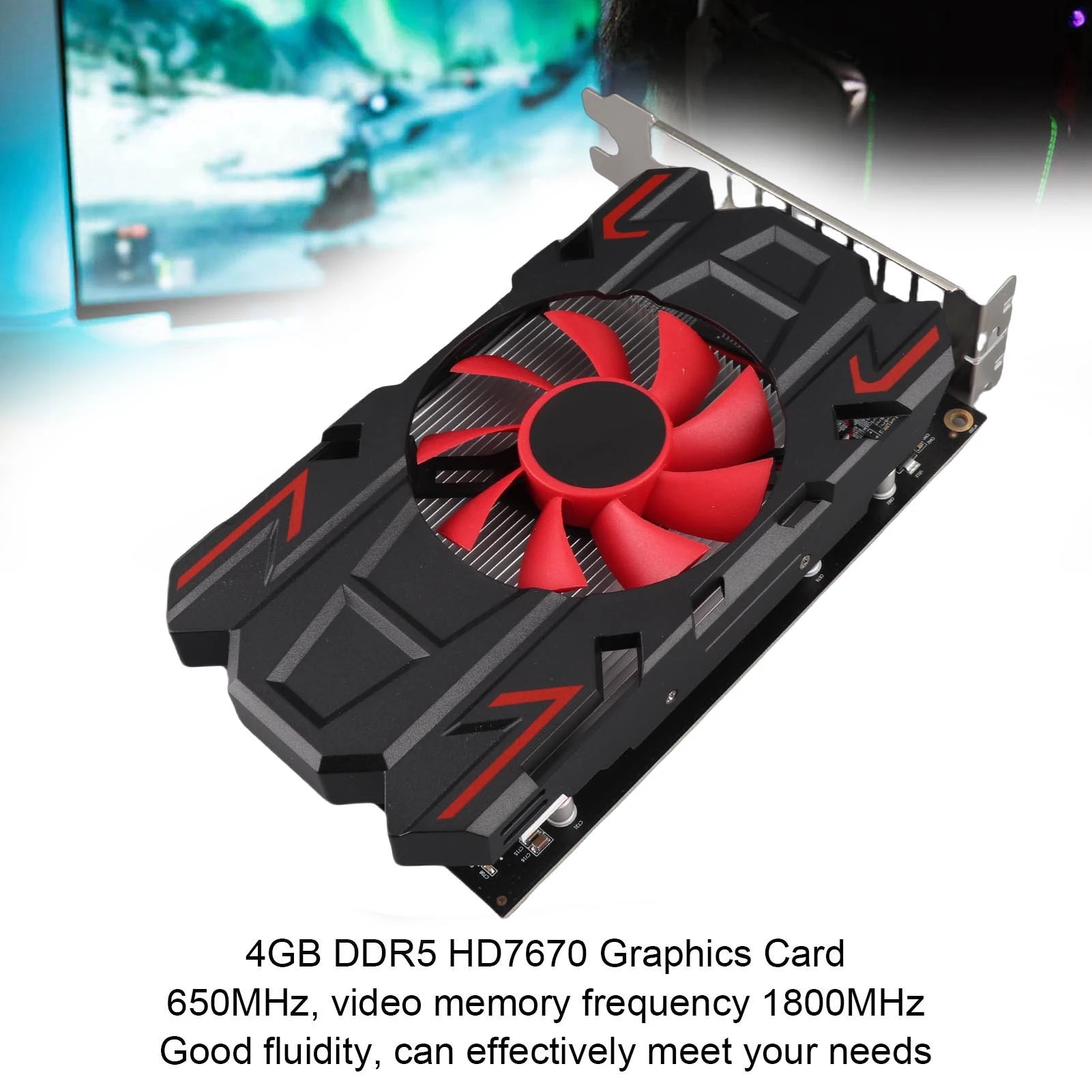 HD7670 4GB DDR5 128Bit Graphics Card with Cooling Fan 2560X1600 Support HD Multimedia Interface DVI VGA Game Graphics Card
