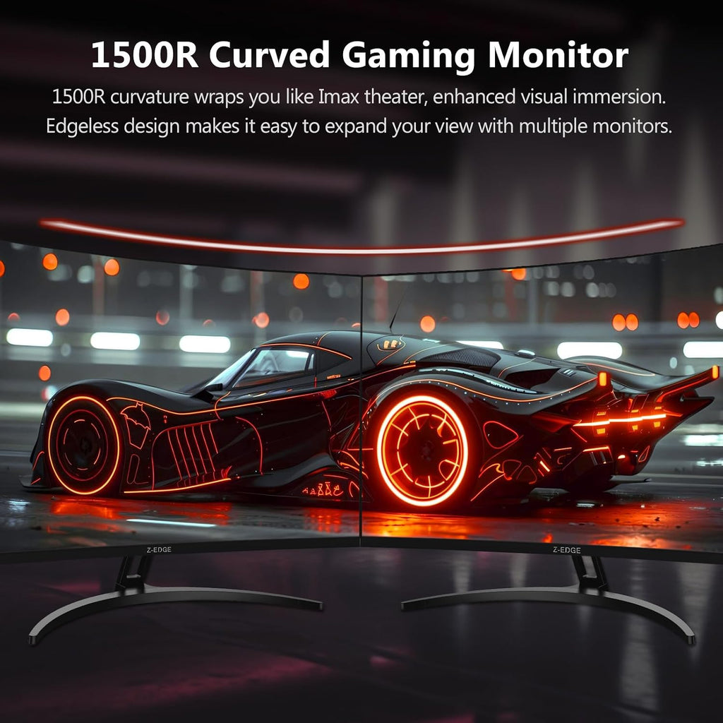 Z-Edge 32 Inch Curved Gaming Monitor,1080P, 180Hz/240Hz Computer Monitor | UG32P 1500R Curved Screen for Office & Gaming, 1Ms, Freesync, Low Blue Light, 1X DP & 2X HDMI, Metal Stand