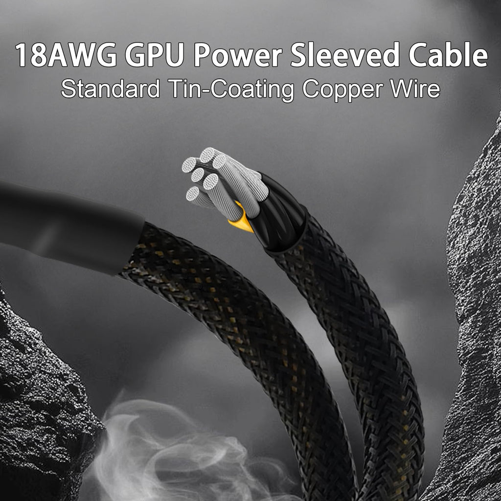 6 Pin to 8 Pin GPU Adapter, Dual 6 Pin Female to 8 Pin Male GPU Power Sleeved Cable 9.5-Inch(24Cm)