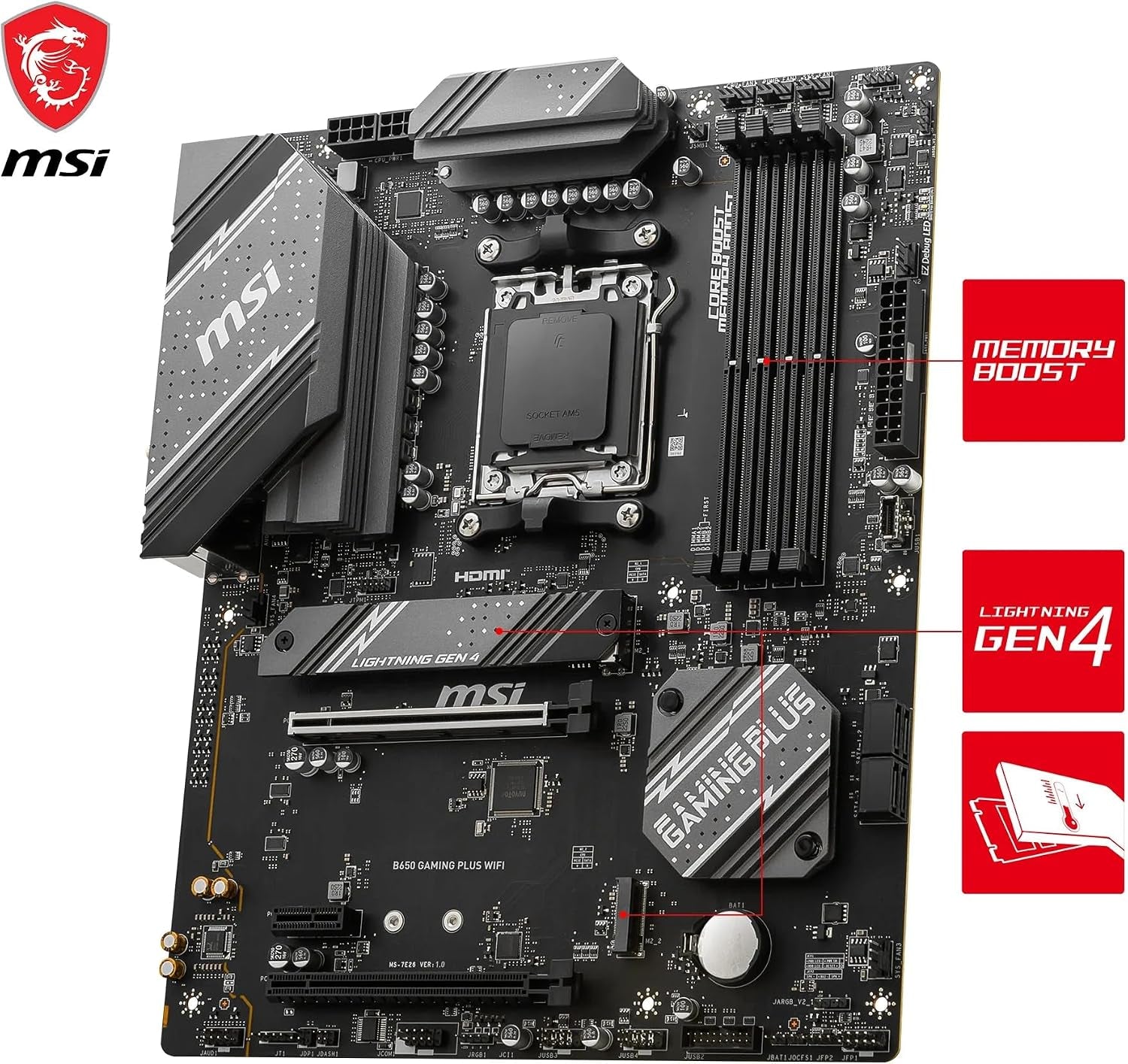 MSI B650 Gaming plus Wifi Motherboard AMD B650 Socket AM5 ATX