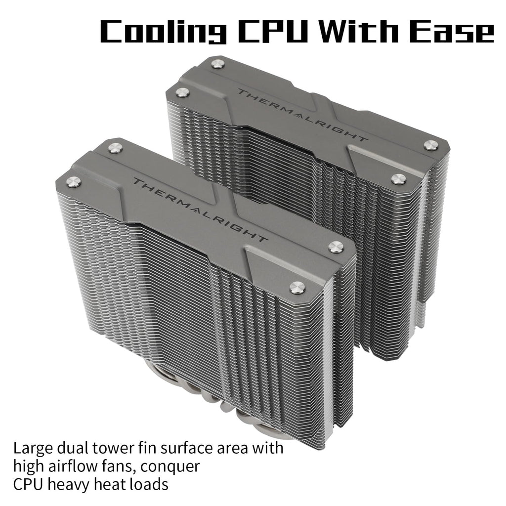 Peerless Assassin 120 CPU Air Cooler, 6 Heat Pipes, Dual 120Mm TL-C12 PWM Fan, Aluminium Heatsink Cover, AGHP Technology, for AMD Am4/Am5/Intel LGA 1700/115X/1851/1200/2011/2066 (PA120