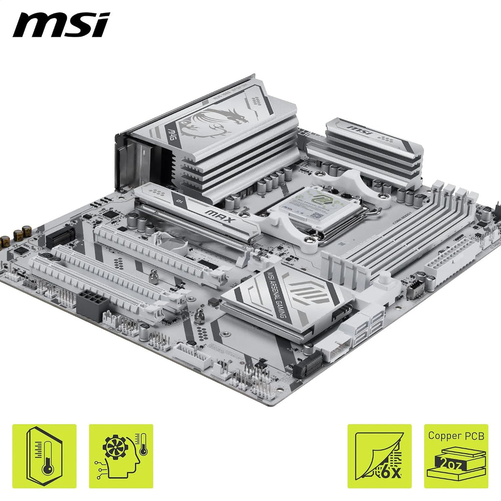 MSI MAG B850 Gaming plus MAX Wifi Motherboard, ATX - Supports AMD Ryzen 9000/8000 / 7000 Processors, AM5, DDR5 Memory Boost (Up to 8200+ Mt/S OC), Pcie 5.0 X16, M.2 Gen5, Wi-Fi 7, 5G LAN