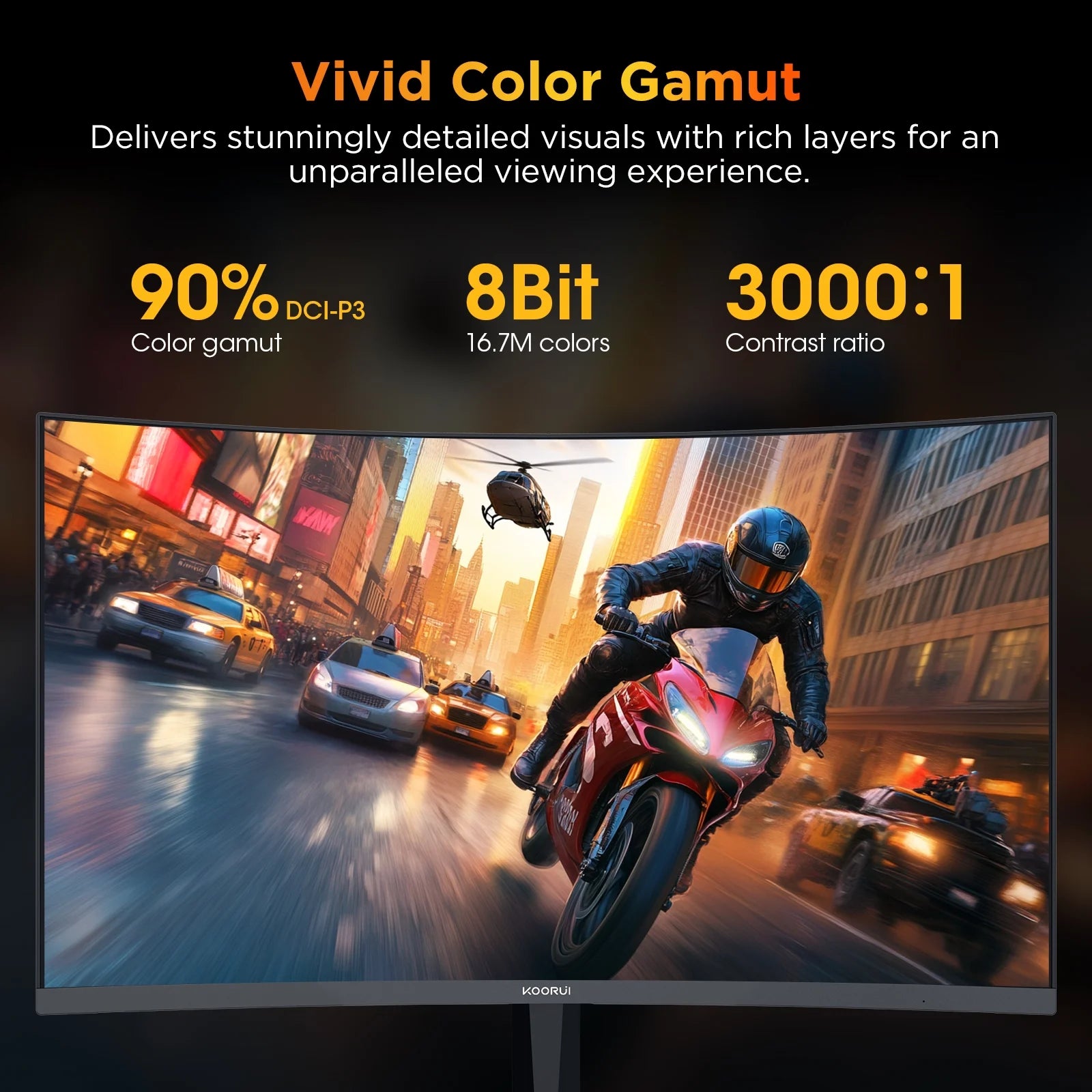 KOORUI 25" FHD Gaming Monitor, 240Hz 1080P Curved Monitor, Adaptive G-Sync, New, G2511XC