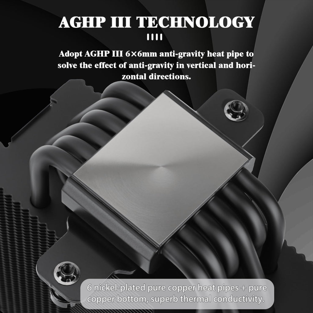 Burst Assassin 120 EVO DARK CPU Cooler, 2*120Cm PWM Quiet Fan CPU Air Cooler with 1500RPM Speed,Brushed Black Top,For Intel LGA1851/1700/1150/1151/1200&AM4/ AM5, Computer CPU Cooler,Black