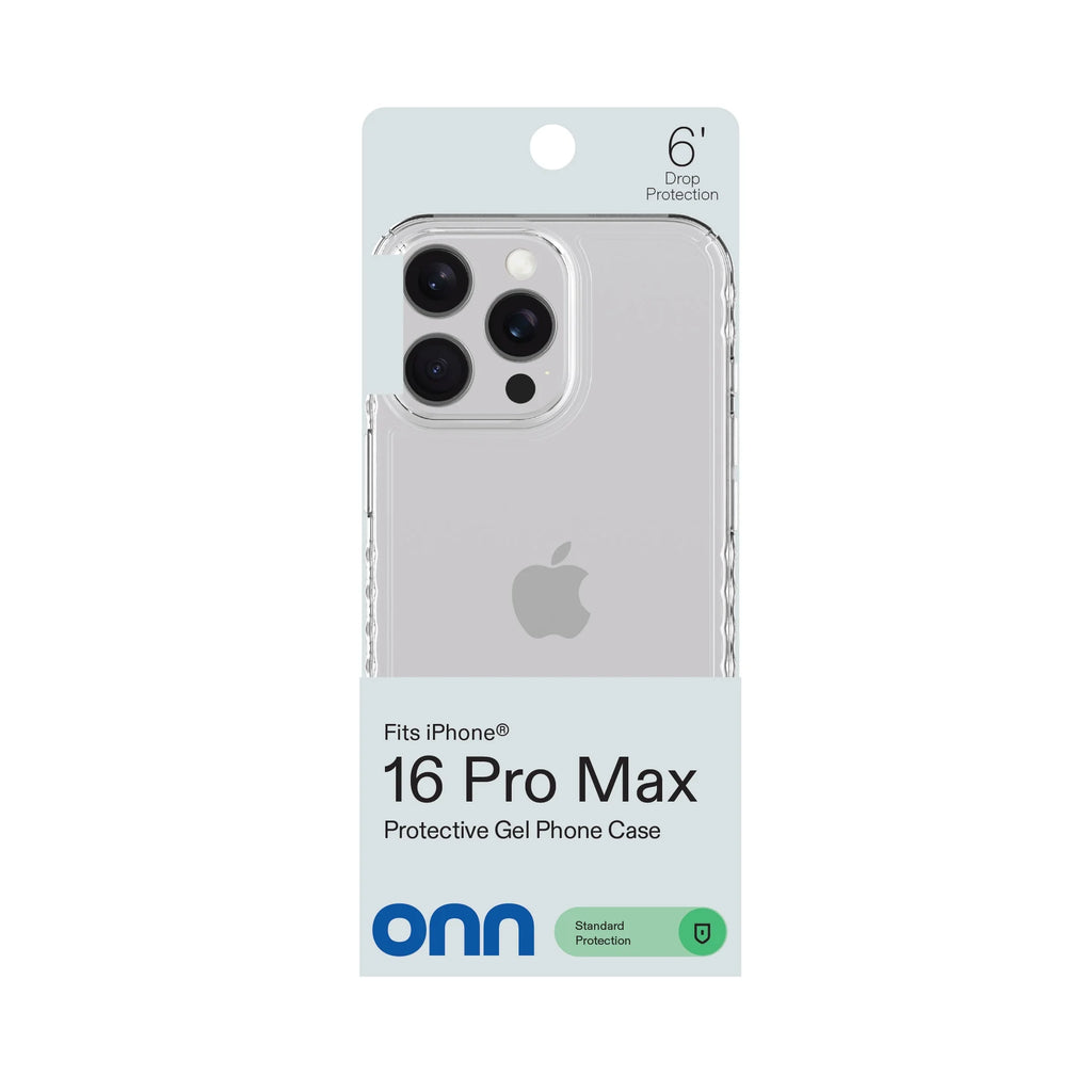 Onn Protective Gel Phone Case for Iphone 16 Pro Max - Clear