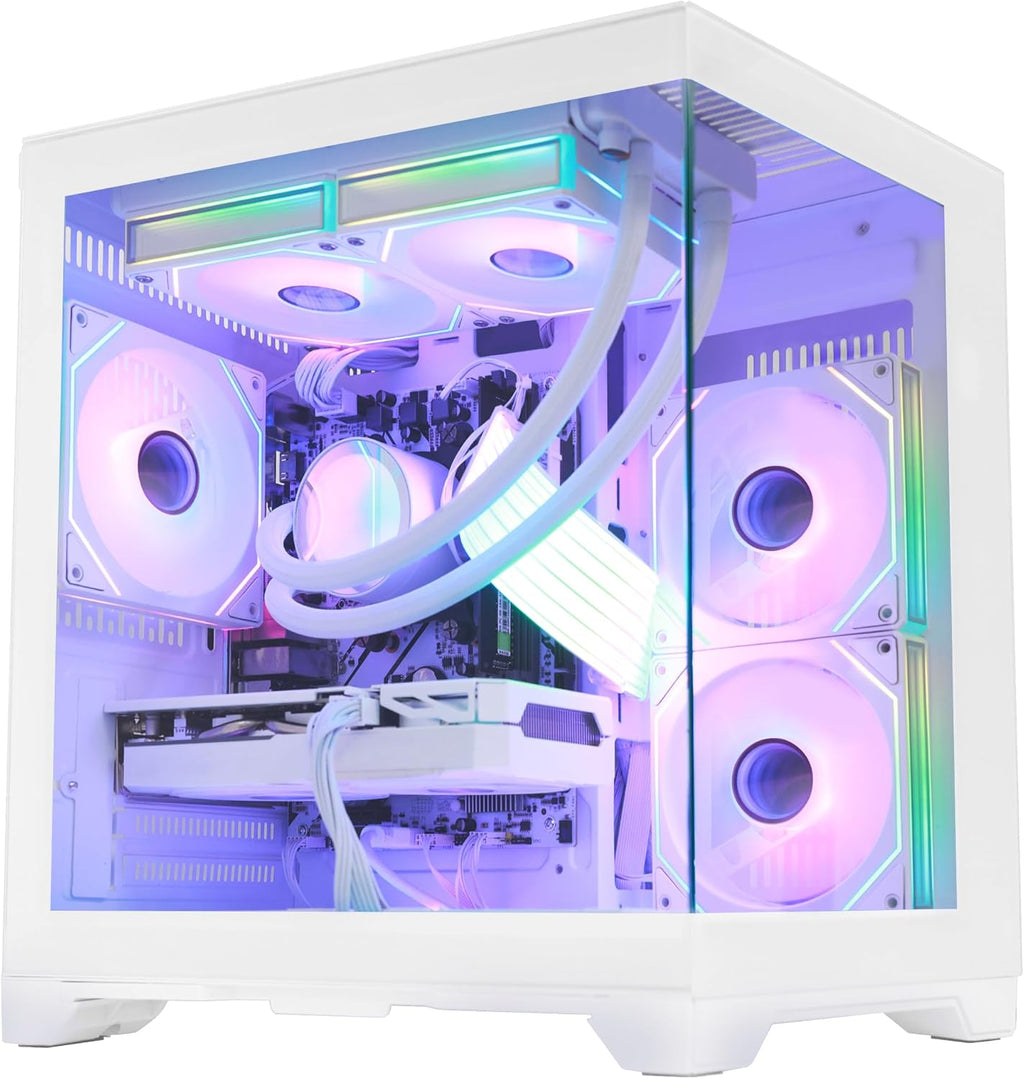 Gaming PC -AMD Ryzen 7 5700X 3.4 Ghz- RX 6500XT 4GB-16GB DDR4 RAM-1TB Pcie SSD-240 Liquid Cooler -Wifi &Bluetooth -ARGB Fans with Software Control-Windows 11 Desktop Computer-White