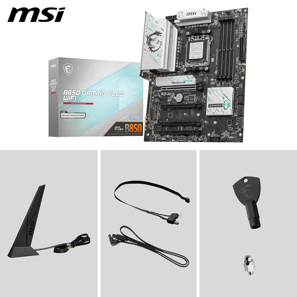 MSI B850 Gaming plus Wifi V1 Motherboard, ATX - Supports AMD Ryzen 9000/8000 / 7000 Processors, AM5 - DDR5 Memory Boost 8200+ Mt/S (OC), Pcie 5.0 X16 & 4.0 X16, M.2 Gen5, Wi-Fi 7, 5G LAN