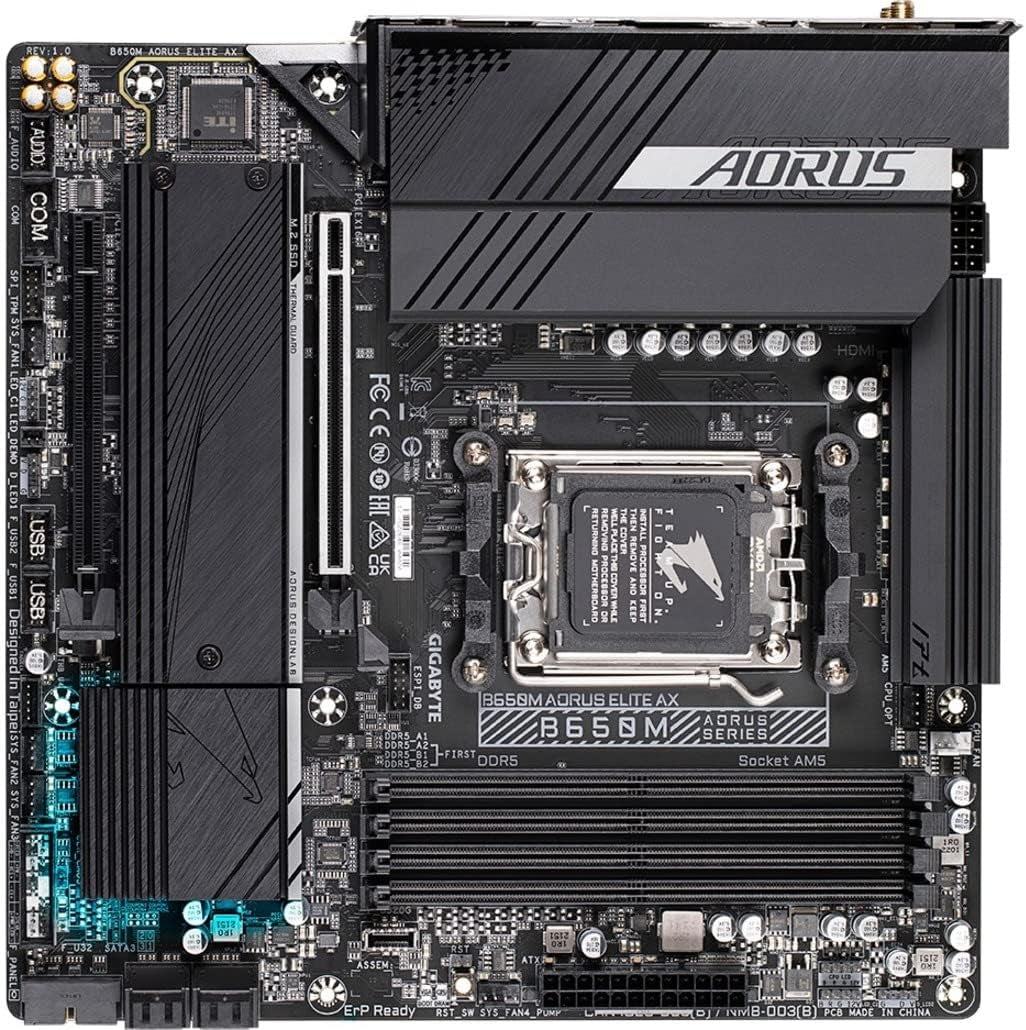 GIGABYTE B650M AORUS Elite AX AMD AM5 Matx Motherboard,Support Ryzen 9000/8000/7000 Series,Ddr5, 12+2+2 Power Phase,Pcie 5.0 M.2, USB-C 3.2 Gen 2,Wifi6E,2.5Gbe,Ez-Latch,Q-Flash,Rgb Fusion (Pack of 8)