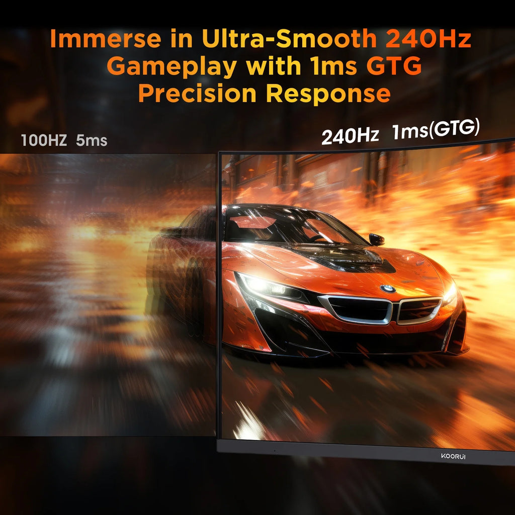 KOORUI 25" FHD Gaming Monitor, 240Hz 1080P Curved Monitor, Adaptive G-Sync, New, G2511XC