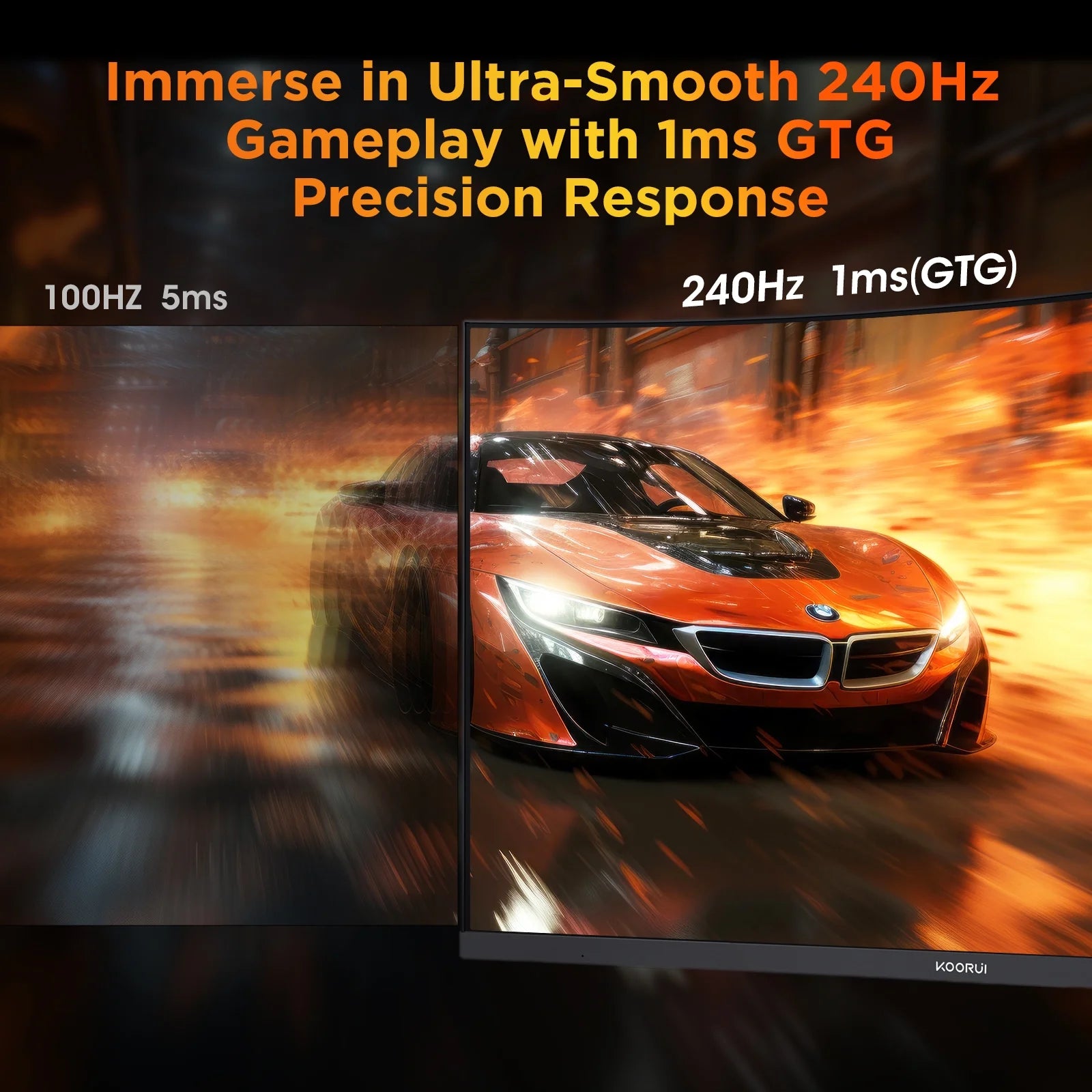 KOORUI 25" FHD Gaming Monitor, 240Hz 1080P Curved Monitor, Adaptive G-Sync, New, G2511XC