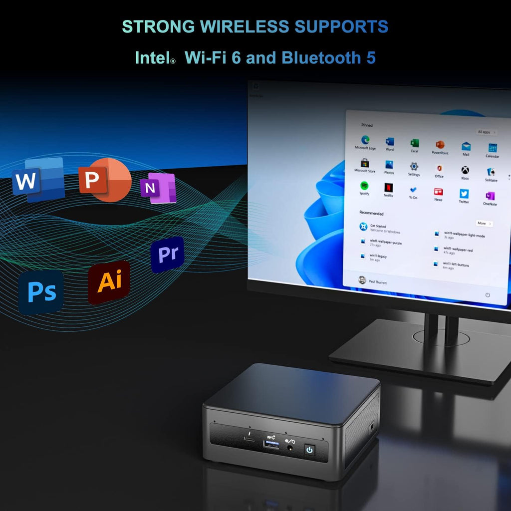 Intel NUC 11 NUC11PAHI5 Panther Canyon Mini PC, Core I5-1135G7, 16GB RAM, 512GB SSD, Mini Computers Windows 11 Pro for Business Home Office, Support 8K/Wifi 6/4K Quad Display/Bluetooth 5/Thunderbolt 3