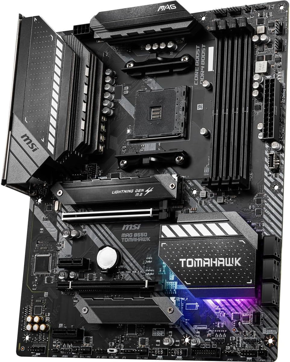 MSI MAG B550 Tomahawk Gaming Motherboard (AMD Ryzen 5000 Series, AM4, DDR4, Pcie 4.0, SATA 6Gb/S, M.2, USB 3.2 Gen 2, HDMI/DP, 2.5Gbps LAN, ATX)