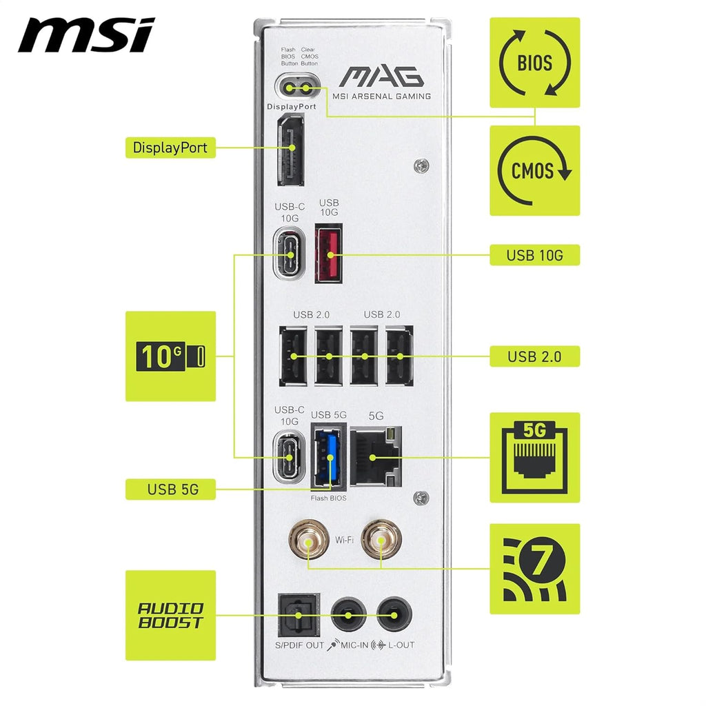MSI MAG B850 Gaming plus MAX Wifi Motherboard, ATX - Supports AMD Ryzen 9000/8000 / 7000 Processors, AM5, DDR5 Memory Boost (Up to 8200+ Mt/S OC), Pcie 5.0 X16, M.2 Gen5, Wi-Fi 7, 5G LAN