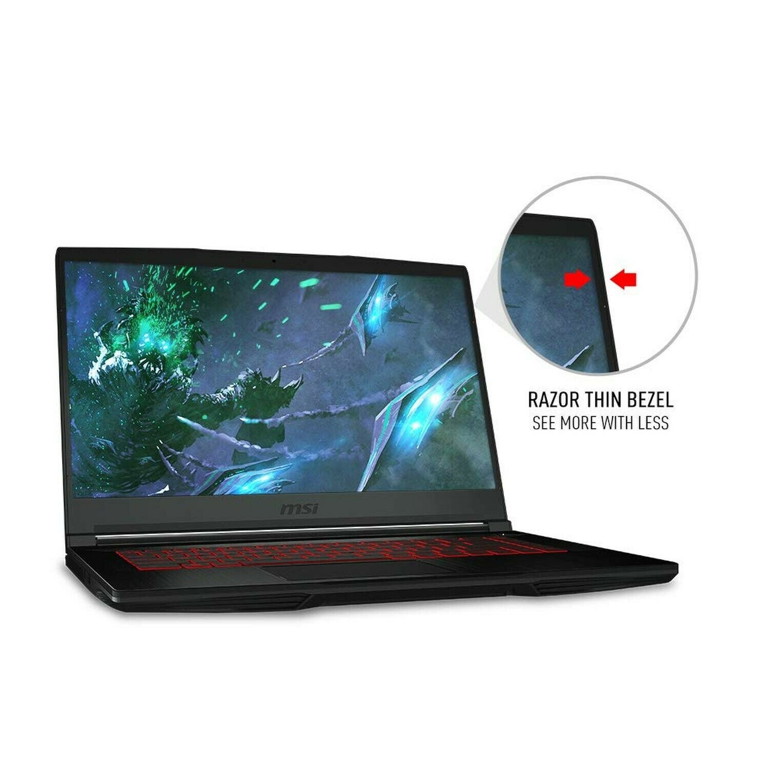 MSI GF63 Thin 9SC-066 15.6" Gaming Laptop, Thin Bezel, Intel Core I7-9750H, NVIDIA Geforce GTX1650, 16GB, 512GB Nvme SSD
