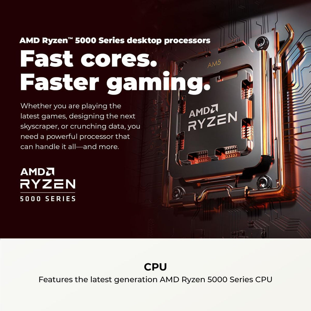 Gamer Master Gaming PC, AMD Ryzen 5 5500 3.6Ghz, Radeon RX 6400 4GB, 16GB DDR4, 500GB Pcie Gen4 SSD, Wifi Ready & Windows 11 Home (GMA3100A)