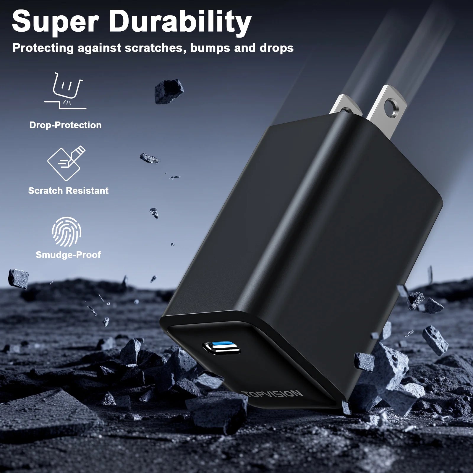 TOPVISION USB-C Charger Block 65W, Fast Charging Wall Charger Adapter for Apple, Android, 1 Pack