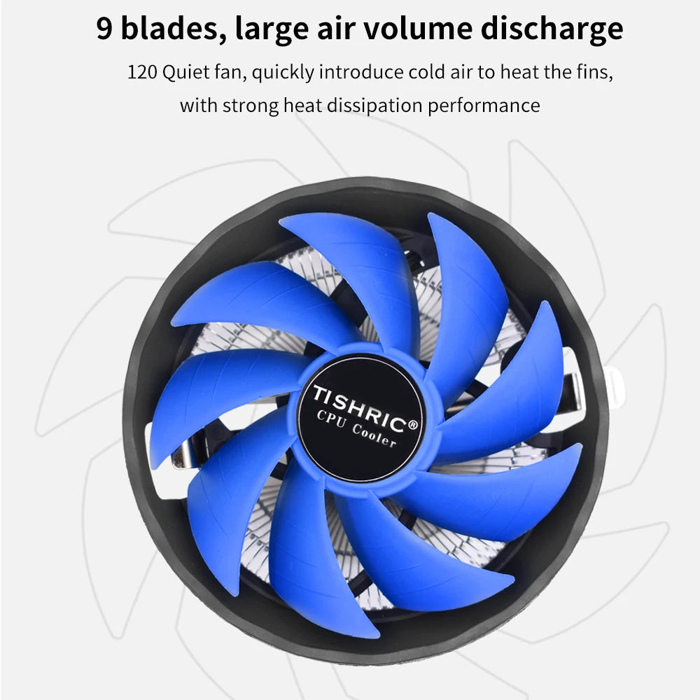 TISHRIC CPU Cooler Cooling Fan 3Pin PWM PC Processor Cooler for Intel LGA 1700 1200 1150 1151 AMD AM3 AM4