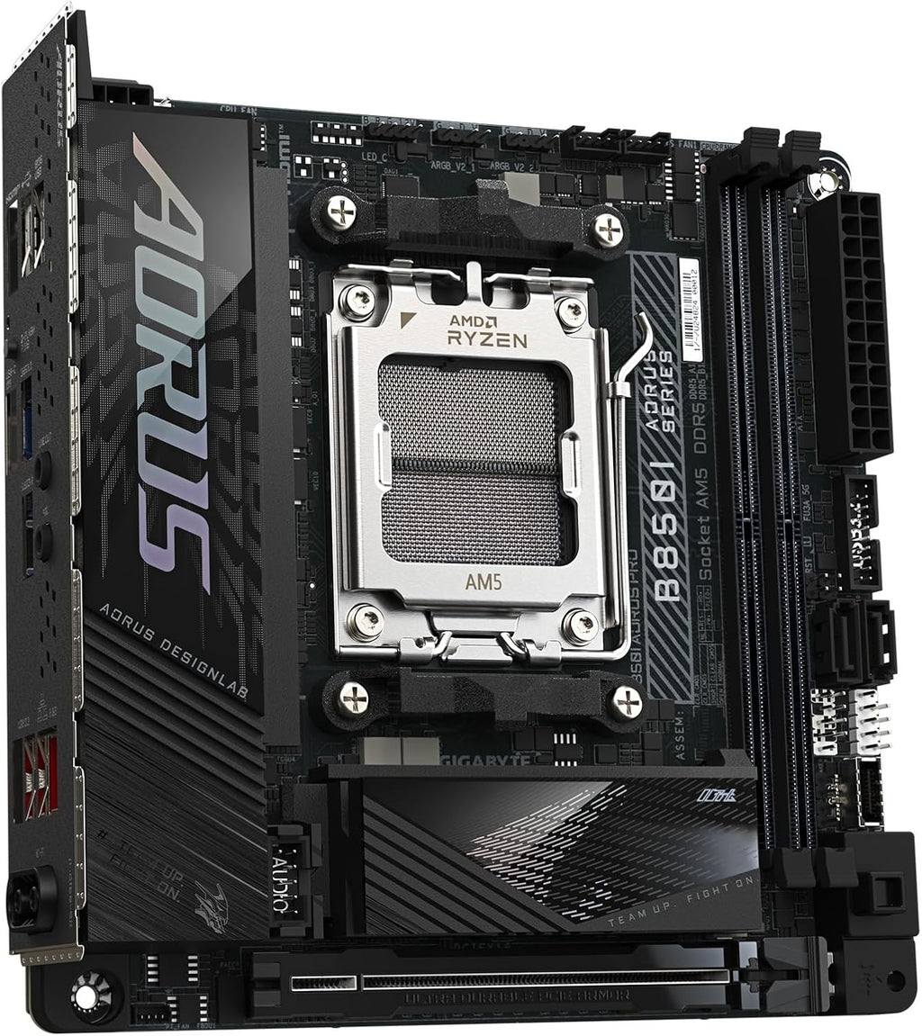 GIGABYTE B850I AORUS PRO AMD AM5 Mini-Itx Motherboard, Support AMD Ryzen 9000/8000/7000 Series, DDR5, 8+2+1 Power Phase, 2X M.2, Pcie 5.0, USB-C, WIFI7, 2.5Gbe LAN, Ez-Latch, 5-Year Warranty