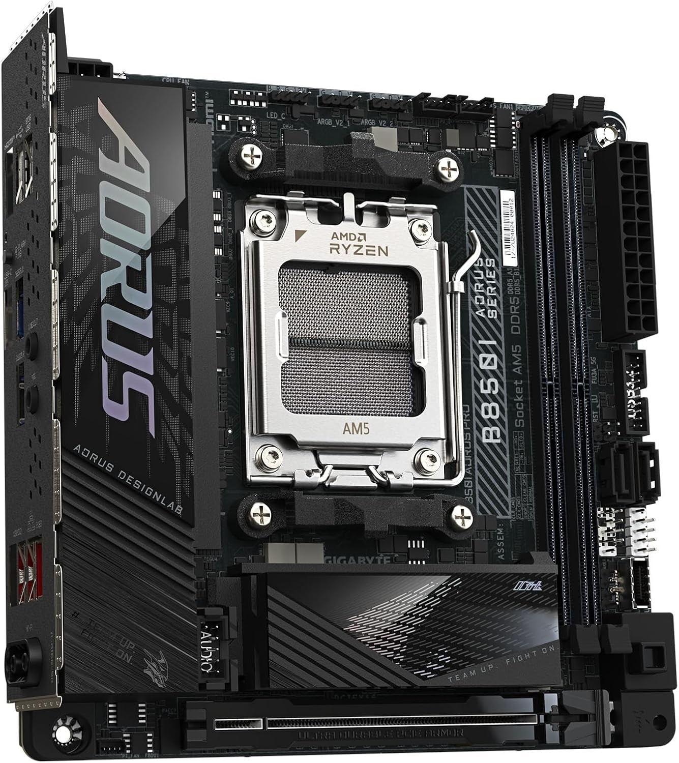 GIGABYTE B850I AORUS PRO AMD AM5 Mini-Itx Motherboard, Support AMD Ryzen 9000/8000/7000 Series, DDR5, 8+2+1 Power Phase, 2X M.2, Pcie 5.0, USB-C, WIFI7, 2.5Gbe LAN, Ez-Latch, 5-Year Warranty