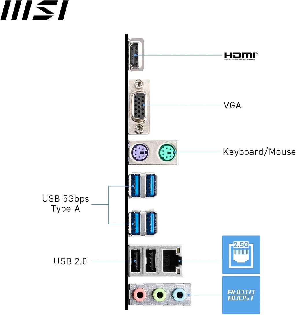MSI PRO A620AM-B EVO Motherboard, Micro-Atx - Supports AMD Ryzen 9000/8000 / 7000 Processors, AM5 - DDR5 Memory Boost (6800+ Mt/S OC), 1 X Pcie 4.0 X16, 1 X M.2 Gen4