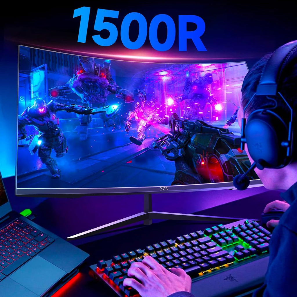 32 Inch Curved Monitor,1440P VA Screen 165Hz, 1500R Curved Gming Monitor,Computer Monitor 1Ms,Freesync & G-Sync, HDR10, 120% Srgb Coverage, DP/HDMI, PC Monitor VESA Mount Compatible