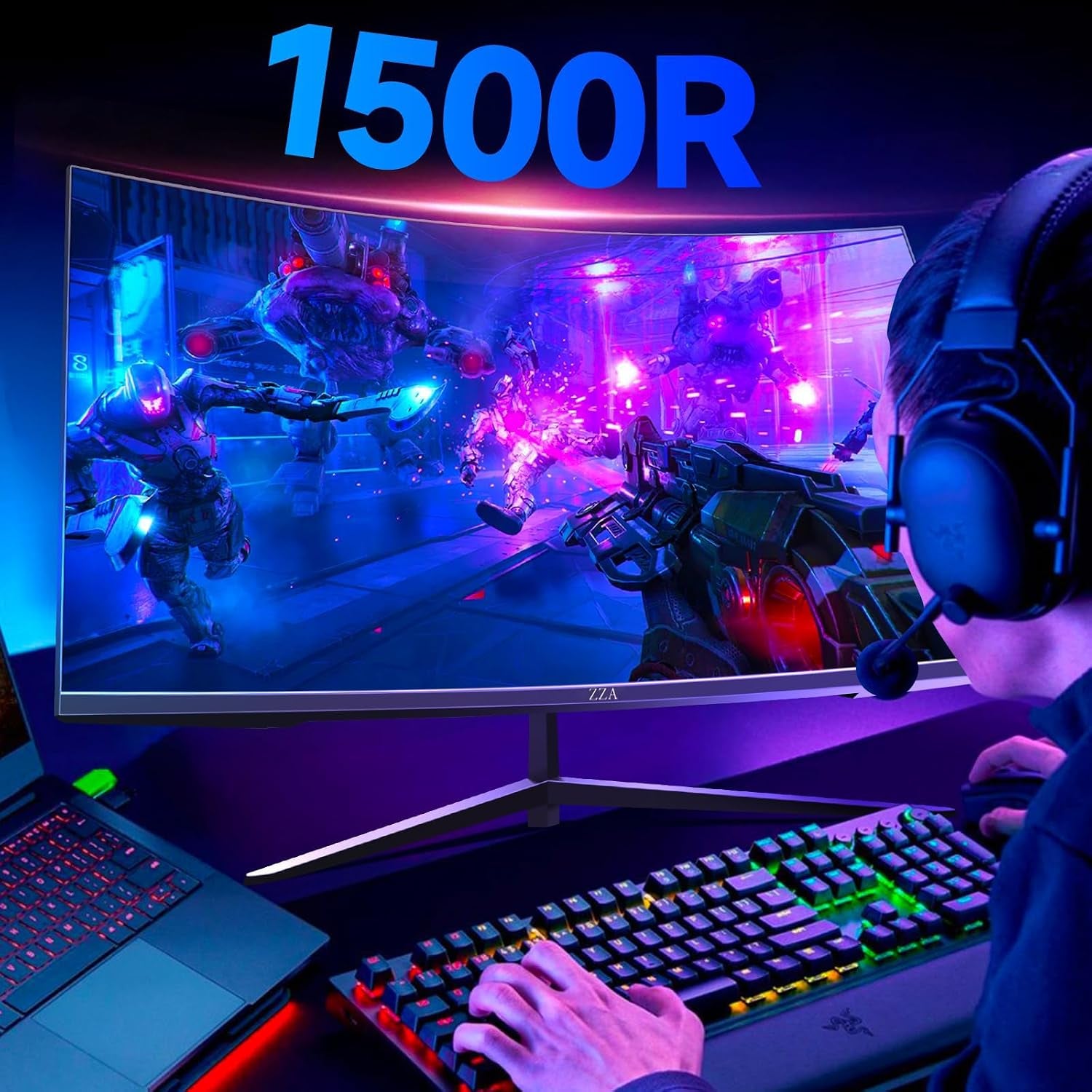 32 Inch Curved Monitor,1440P VA Screen 165Hz, 1500R Curved Gming Monitor,Computer Monitor 1Ms,Freesync & G-Sync, HDR10, 120% Srgb Coverage, DP/HDMI, PC Monitor VESA Mount Compatible
