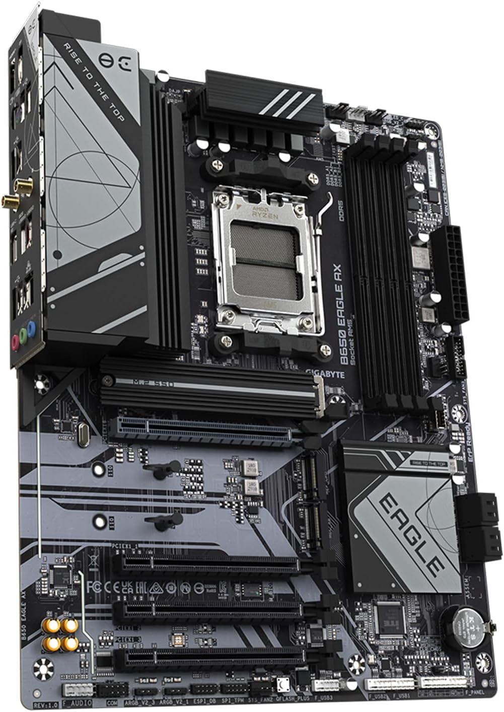 GIGABYTE B650 Eagle AX AM5 LGA 1718 ATX Motherboard, DDR5, Triple M.2 Slots (1X Pcie 5.0, 2X Pcie 4.0), USB 3.2 Gen2X2 Type-C, Wifi 6E, Realtek Gbe LAN