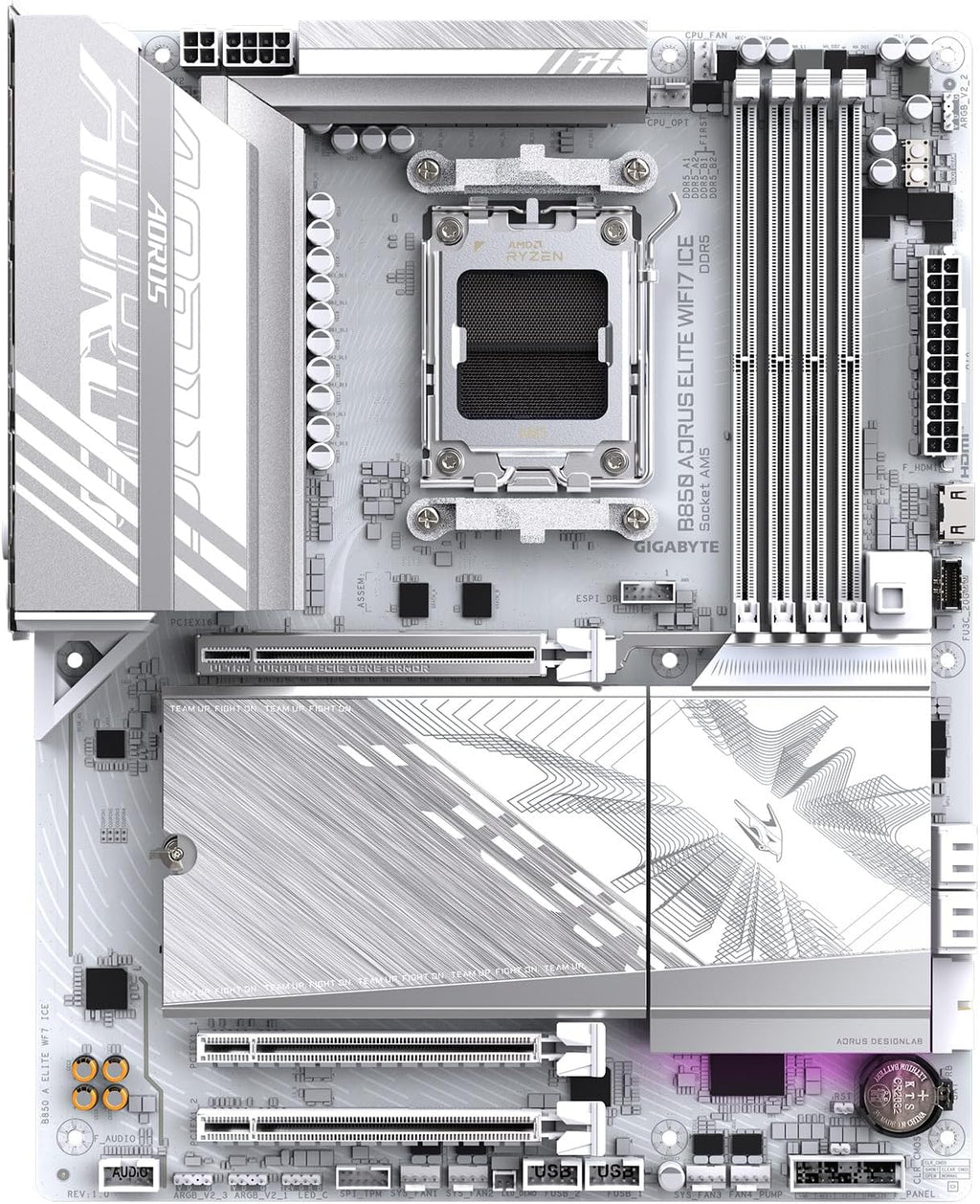 GIGABYTE B850 AORUS Elite WIFI7 ICE AMD AM5 ATX Motherboard, Support AMD Ryzen 9000/8000/7000 Series, DDR5, 14+2+2 Power Phase, 3X M.2, Pcie 5.0, USB-C, WIFI7, 2.5Gbe LAN, Ez-Latch, 5-Year Warranty