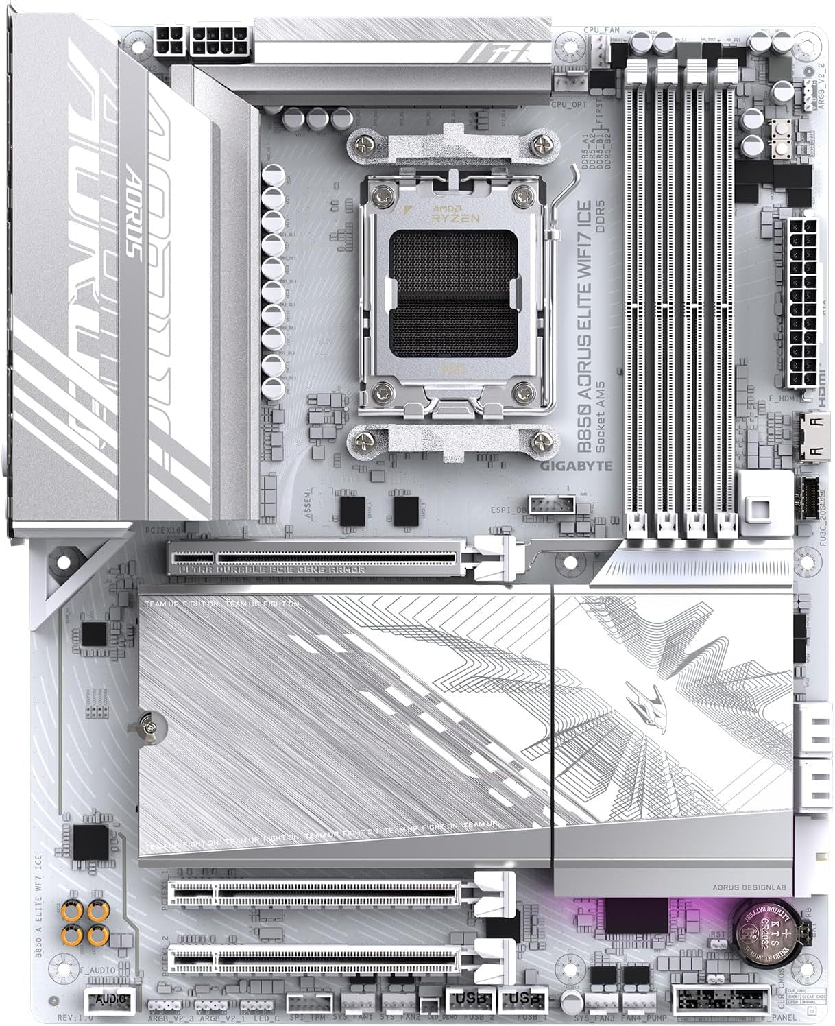 GIGABYTE B850 AORUS Elite WIFI7 ICE AMD AM5 ATX Motherboard, Support AMD Ryzen 9000/8000/7000 Series, DDR5, 14+2+2 Power Phase, 3X M.2, Pcie 5.0, USB-C, WIFI7, 2.5Gbe LAN, Ez-Latch, 5-Year Warranty