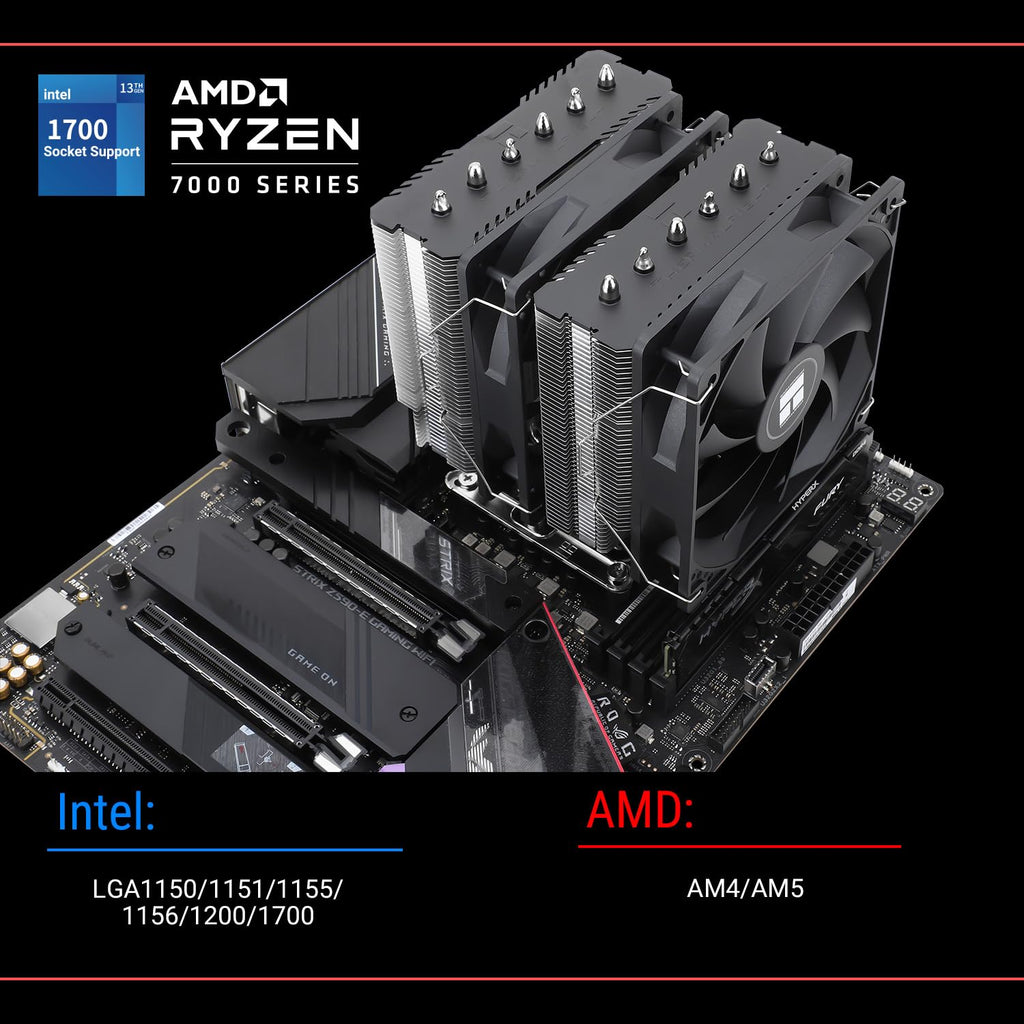 Peerless Assassin 120 SE CPU Air Cooler, 6 Heat Pipes, Dual 120Mm TL-C12C PWM Fans, Aluminum Heatsink Cover, AGHP Technology, for AMD AM4 Am5/Intel LGA 1700/1150/1151/1200/1851（PA120SE）