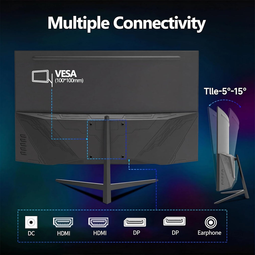 32 Inch Curved Monitor,1440P VA Screen 165Hz, 1500R Curved Gming Monitor,Computer Monitor 1Ms,Freesync & G-Sync, HDR10, 120% Srgb Coverage, DP/HDMI, PC Monitor VESA Mount Compatible