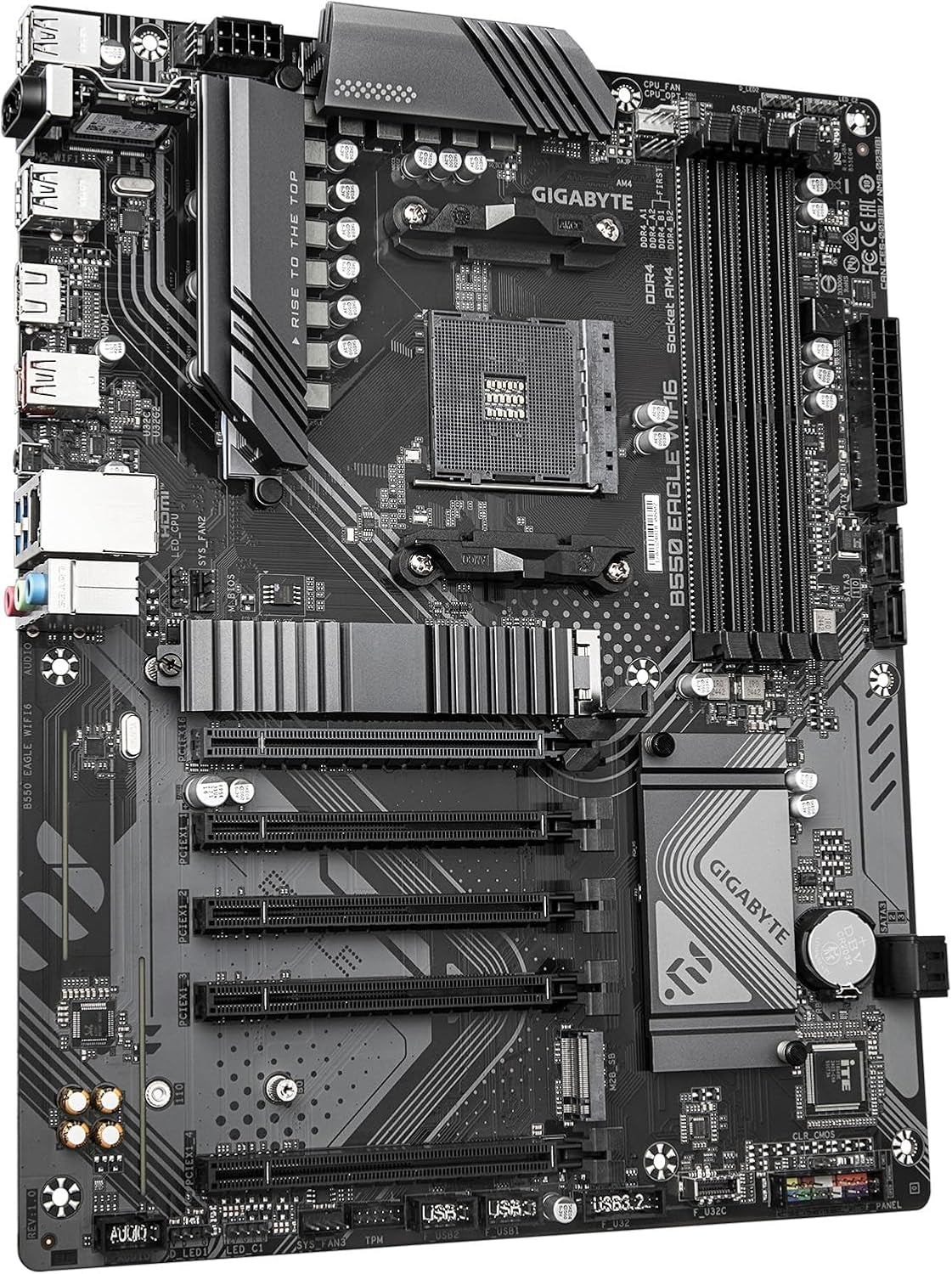 GIGABYTE B550 Eagle WIFI6 AMD AM4 ATX Motherboard, Supports Ryzen 5000/4000/3000 Processors, DDR4, 10+3 Power Phase, 2X M.2, Pcie 4.0, USB-C, WIFI6, Gbe LAN, Pcie Ez-Latch, Ez-Latch, RGB Fusion