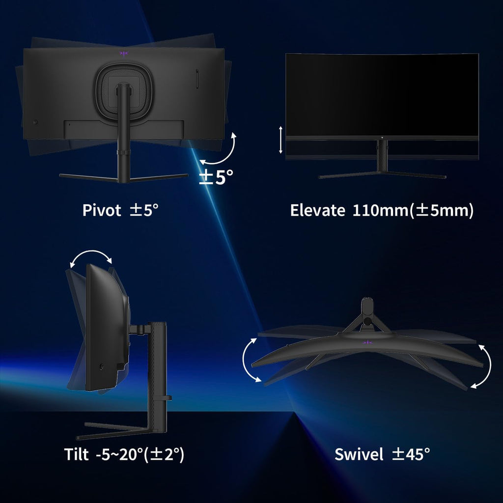 34 Inch 180Hz WQHD Ultrawide 3440X1440 Curved Gaming Monitor, H34S5 | 1500R Curvature, PIP/PBP, 4000:1 Contrast, Freesync, HDR, VESA, Tilt Swivel Height Pivot Adjustment