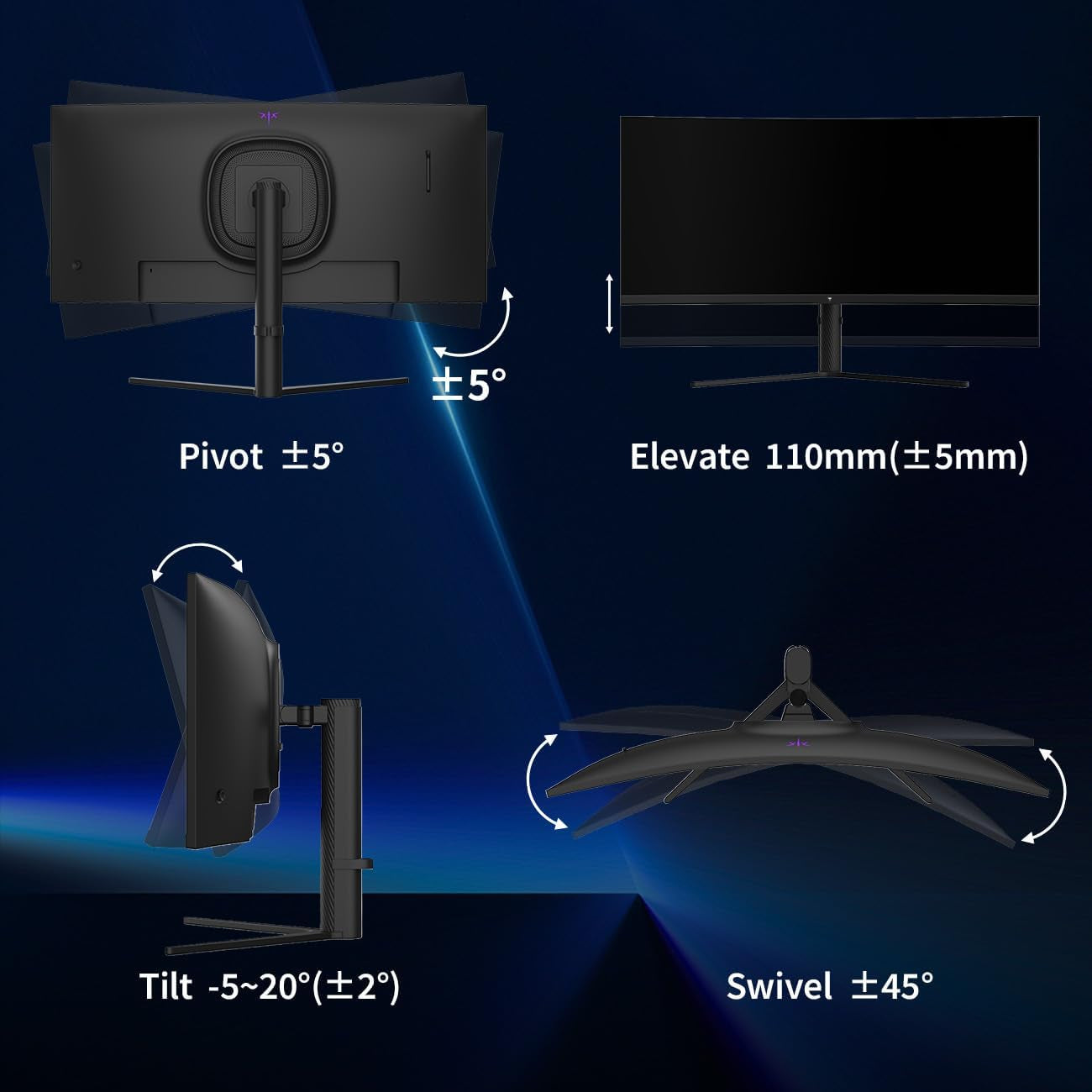 34 Inch 180Hz WQHD Ultrawide 3440X1440 Curved Gaming Monitor, H34S5 | 1500R Curvature, PIP/PBP, 4000:1 Contrast, Freesync, HDR, VESA, Tilt Swivel Height Pivot Adjustment