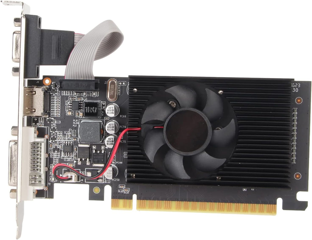 GT610 Graphics Card, 2GB 64Bit DDR3 Computer Gaming Graphics Card, DVI VGA, PCI Express 1.1 X 16, Single Cooling Fan, for Computer Desktop
