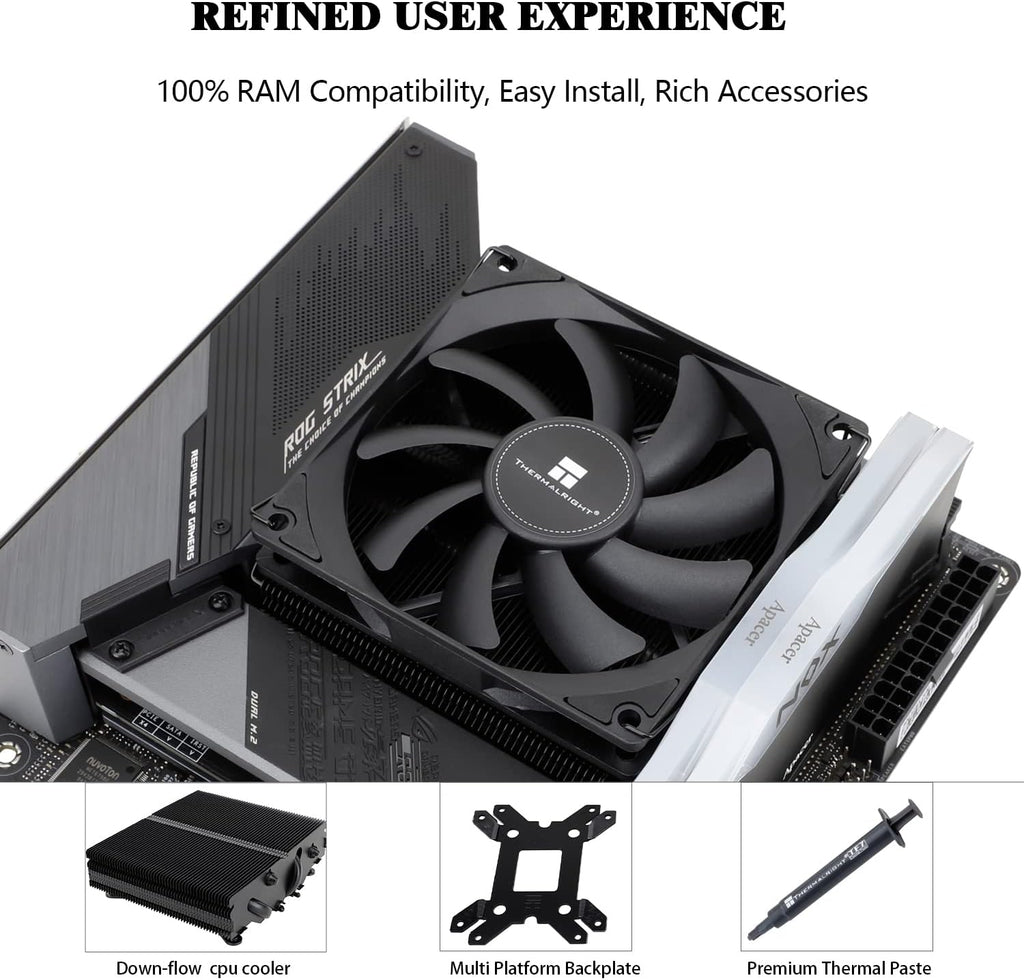 AXP90-X47 Black ITX Low Profile CPU Air Cooler, 47Mm Height Cooling, TL-9015B Slim PWM Fan Low Noise 22.4Dba, 2700RPM Speed, for Am4/Am5/Intel Lga1700/1851/1150/1151/1155/1156/1200(Black)