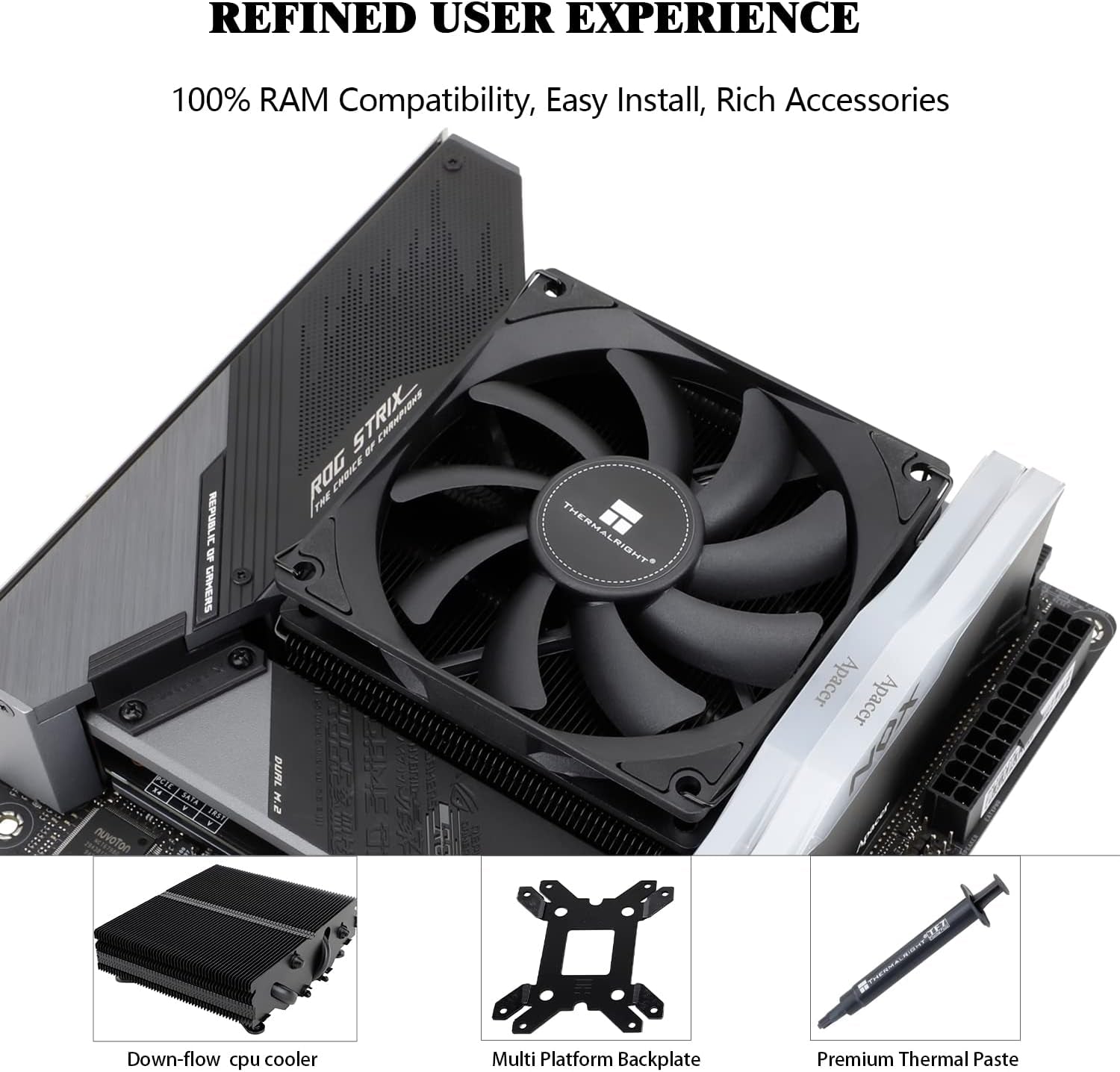 AXP90-X47 Black ITX Low Profile CPU Air Cooler, 47Mm Height Cooling, TL-9015B Slim PWM Fan Low Noise 22.4Dba, 2700RPM Speed, for Am4/Am5/Intel Lga1700/1851/1150/1151/1155/1156/1200(Black)