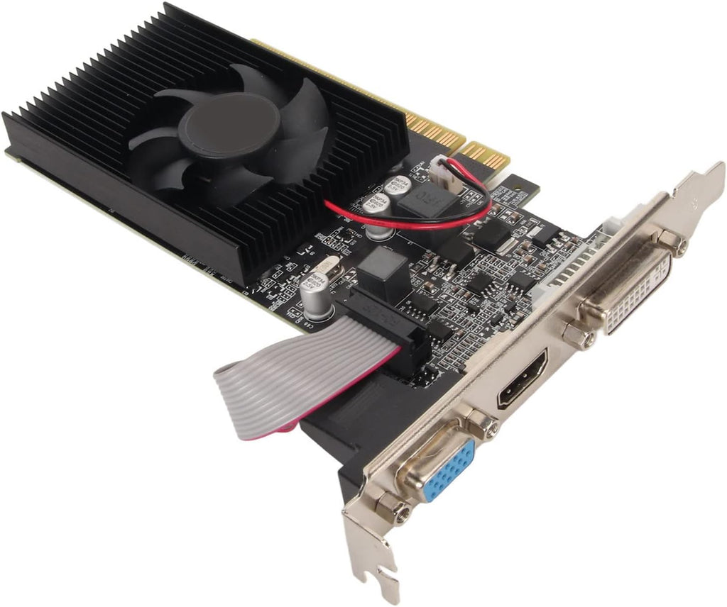 Graphics Card, GT610 1GB DDR3 64-Bit 1800Mhz PCI Express 2.0 Video Card with Single Fan Cooling, Supports HDMI VGA DVI for PC Desktop Computer