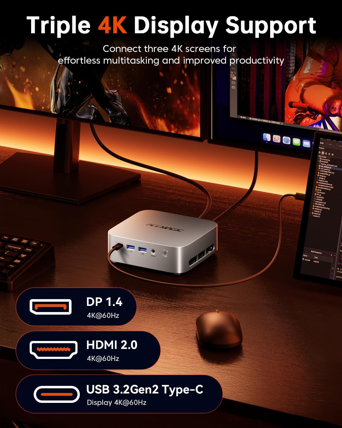 K1 Mini PC AMD Ryzen 7 7730U Upgraded 7430U/5825U 16GB RAM 512GB Pcie SSD Mini Computers(8C/16T, up to 4.5Ghz), Windows 11 Pro 4K Triple Display Desktop Computer USB-C/LAN 2.5G/Bt5.2/Wifi6