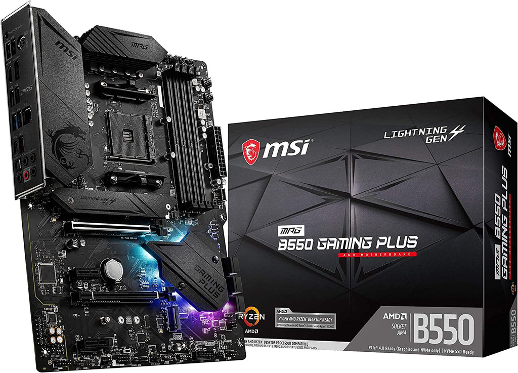 MSI MPG B550 Gaming plus V1 Gaming Motherboard (AMD Ryzen 5000, AM4, DDR4, Pcie 4.0, SATA 6Gb/S, M.2, USB 3.2 Gen 2, HDMI/DP, ATX)