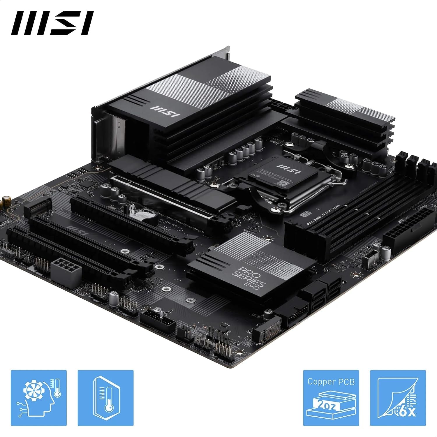 MSI PRO B850-V EVO Wifi Motherboard, ATX - Supports AMD Ryzen 9000/8000 / 7000 Processors, AM5 - DDR5 Memory Boost (Up to 8200+ Mt/S OC), Pcie 5.0 X16, M.2 Gen5, Wi-Fi 7, 5G LAN