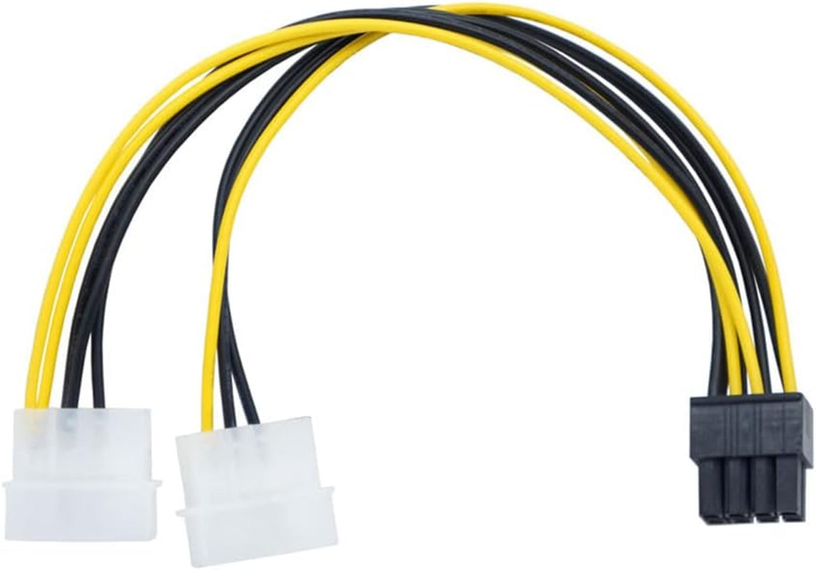 Dual 4 Pin Molex to ATX 8 Pin Video Card GPU Power Supply Cable 8.6''