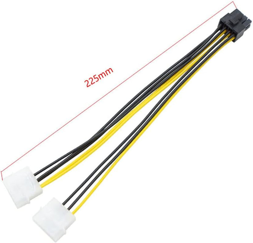 Dual 4 Pin Molex to ATX 8 Pin Video Card GPU Power Supply Cable 8.6''